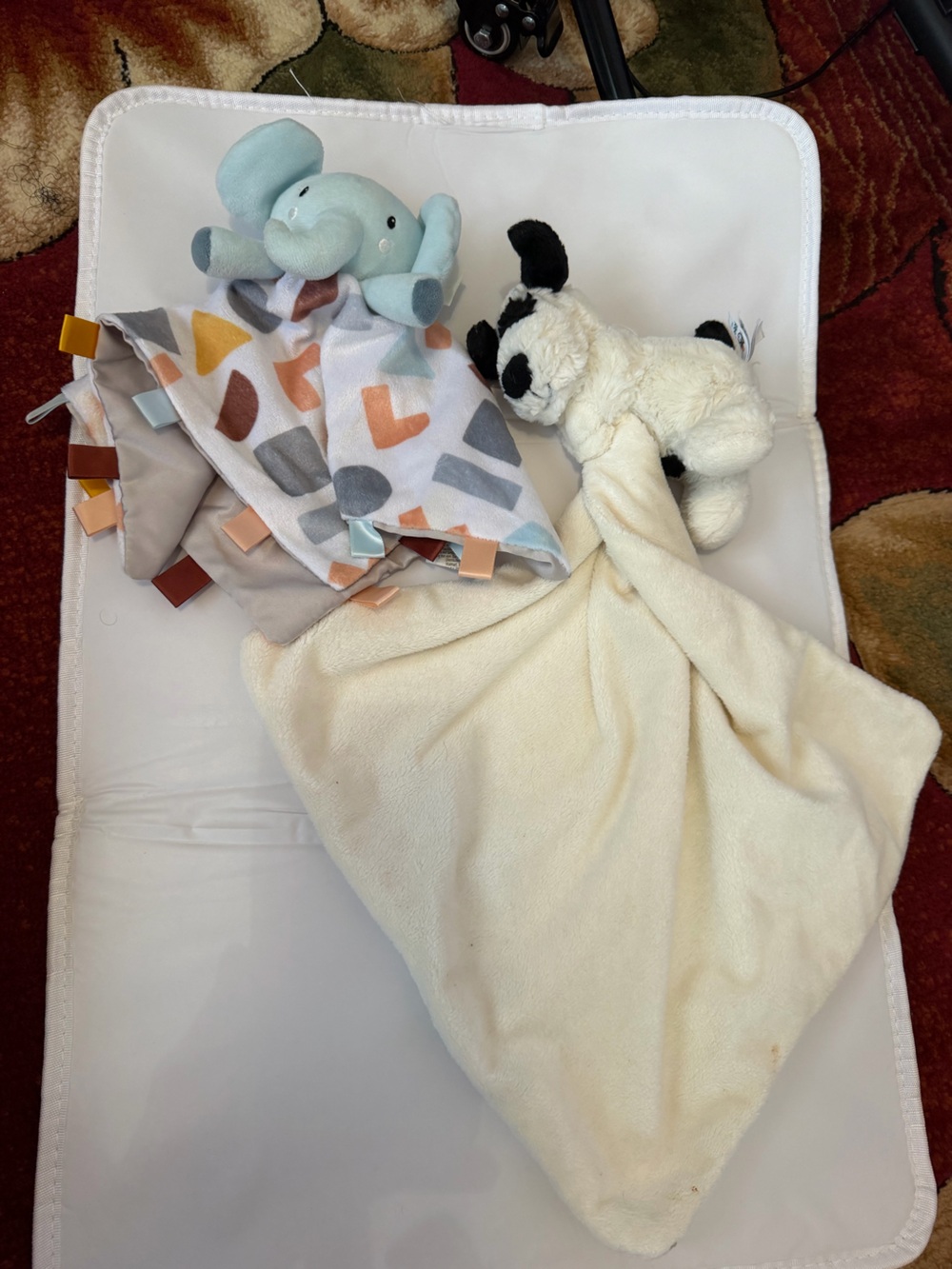 Soft Cream and Multi-Color Baby Security Blanket with Tag Toys